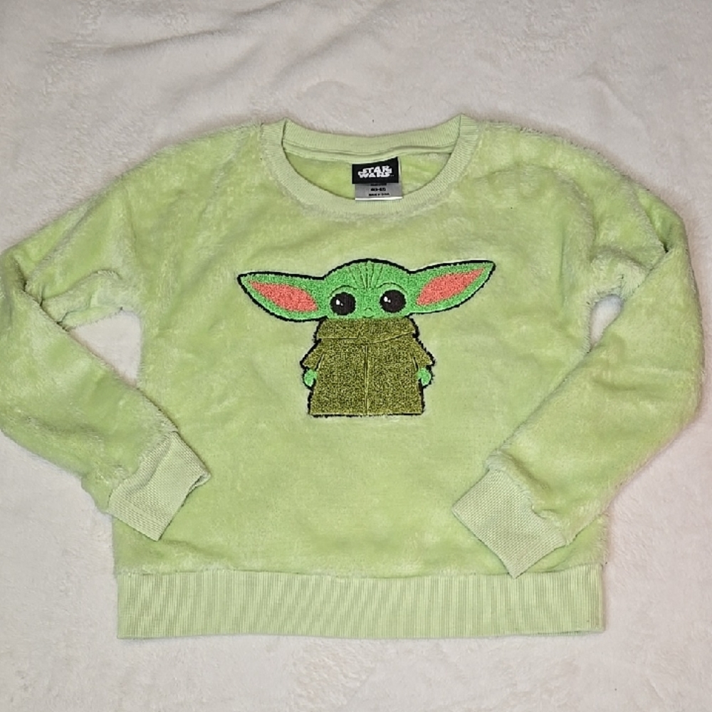 🎁Star Wars Light Green Baby Yoda Soft Fleece Sweater Size S (6-6X)